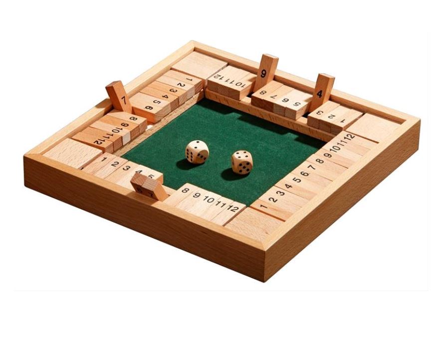 Board Game SHUT The BOX for FOUR 12 Numbers